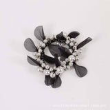 ELEGANT LACE PEARL HAIR TIE BUN PONYTAIL BAND_CWAHA6875