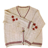 V-Neck Star Embroidery Single-Breasted Cardigan