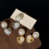 Valentines Day Heart Pearl High Design Earrings