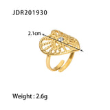 GOLD STAINLESS STEEL INLAID NATURAL STONE RINGS_CWAJE0611