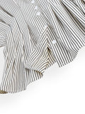 Versatile Striped Pleated Cinched Waist Shirt