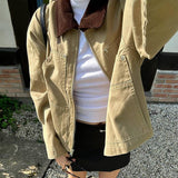 Vintage Lapel Cargo Baggy Zip-Up Cardigan Jacket