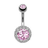 ELEGANT CZ CRYSTAL BELLY RING STAINLESS STEEL_CWMM9323
