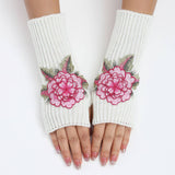 Flower Warm Knitted Wool Gloves And Sleeves_Cwag0109