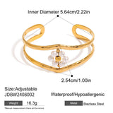18K GOLD PEARL FLORAL DOUBLE LAYER CUFF BRACELET_CWAJE4795