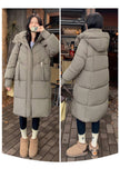 Warm Hooded Thick Long Pure Color Quilted Jacket