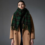 GREEN PLAID FRINGE SCARF WINTER WRAP FOR WOMEN_CWASC1276