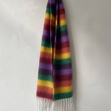 Women Striped Fringed Plaid Scarf