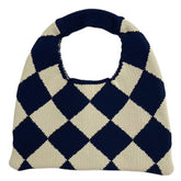 Women Casual Plaid Knitted Clutch Bag_Cwab0855