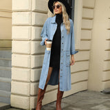Washed Denim Casual Long Coat Top