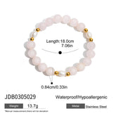 18K GOLD PINK QUARTZ PEARL STEEL BEAD BRACELET_CWAJE4779