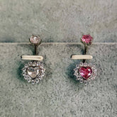 SEXY HYPOALLERGENIC HEART FLOWER ZIRCON BELLY RING_CWMM9465