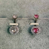 SEXY HYPOALLERGENIC HEART FLOWER ZIRCON BELLY RING_CWMM9465