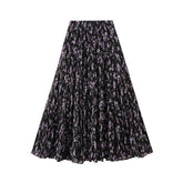 Vintage Floral High-Waist A-Line Flared Skirt_Cwbms0357