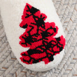 Winter Christmas Tree Patterned Cotton Slippers