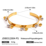 18K GOLD SILVER BEAD OPEN BANGLE TRENDY STYLE_CWAJE4670