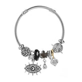 SILVER STAINLESS STEEL EVIL EYE BFF BRACELET_CWMM8502