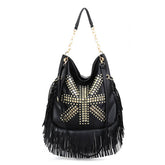 Women Rivet Soft Leather Portable Shoulder Bag_Cwab0785