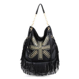 Women Rivet Soft Leather Portable Shoulder Bag_Cwab0785