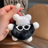 CUTE RABBIT FUR BRIQUETTES CAR KEYCHAIN PENDANT_CWMM2480