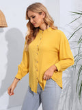 Womens Solid Color Long Sleeve Casual Shirt