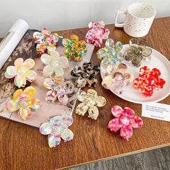 2 7 FLOWER TORTOISE SHELL HAIR CLAW CLIPS_CWAHA0383