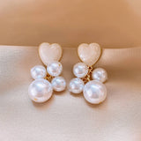 OIL DROP HEART PEARL VINTAGE TASSEL EARRINGS_CWAJE2341