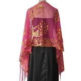 PEACOCK EMBROIDERED SEQUINED TASSEL CAPE_CWASC1077