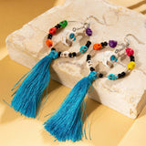 HALLOWEEN SKULL TASSEL RICE BEAD EARRINGS_CWAJE2411