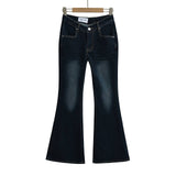 V-Waisted Fleece Slightly Flared Long Jeans