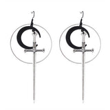 HALLOWEEN ROUND BLACK MOON SWORD EARRINGS_CWAJE1988