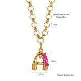 ORIGINAL STAINLESS STEEL LETTER NECKLACE WITHENAMEL_CWMM8836