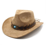 ETHNIC STYLE FAUX SUEDE WESTERN COWBOY FELT HAT_CWAH0829