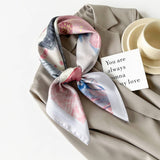 Mint Mambo Style Cartoon Print Satin Square Scarf_Cwasc0817