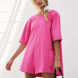 Solid Color Personality Backless Jumpsuit