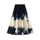 GRADIENT PRINT PLEATED A LINE FLOWY MIDI SKIRT_CWBMS0402