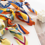 GEOMETRIC FLORAL SATIN SQUARE SCARF FOR WOMEN_CWASC0495