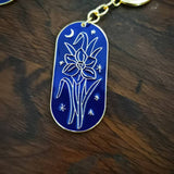 BOTANICAL ENAMEL KEYCHAIN WITH BIRTH FLOWER_CWMM9838