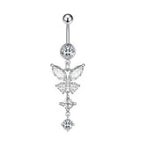 BUTTERFLY DANGLE BELLY BUTTON RING PIERCING_CWMM9453