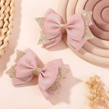 HANDMADE GLITTER BOW TAIL HAIR CLIP SET FOR GIRLS_CWAHA6717