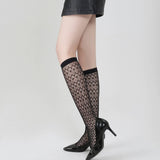 Women Fishnet Knee Stockings Hollow Out Calf Socks_Cwms0231