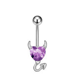DEVIL HEART ZIRCON BELLY BUTTON PIERCING RING_CWMM9229