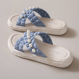 SUMMER BEACH SHOES PEARL CHAIN SANDALS_CWSHS0672