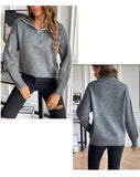 Solid Color Hoodie Loose Zip-Up Pullover Sweater