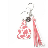 Western Bull Head Leather Tassel Sunflower Keychain_Cwab5089
