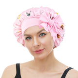 BUTTERFLY PRINT STRETCH NIGHTCAP WITH LONG RIBBON_CWAH1476