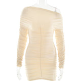 Solid-Color Off-The-Shoulder Body-Hugging Dress