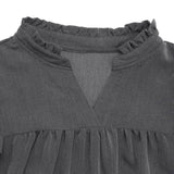 Solid-Color Ruffled Loose Stand-Up Collar Dress