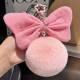 CUTE BUTTERFLY FUR BALL CAR KEYCHAIN PENDANT_CWMM2492
