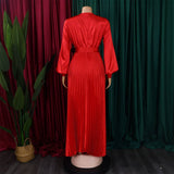 FASHIONABLE AND ELEGANT SOLID COLOR PLEATED DRESS_CWDMD3677